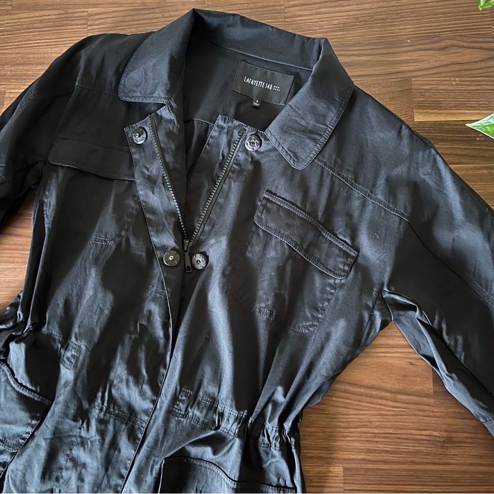 Lafayette 148 Black Short Sleeve Zip Up Cargo Jacket, size S